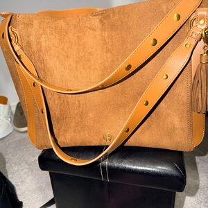 House of Harlow 1960 Cognac Suede Tassel Shoulder Bag